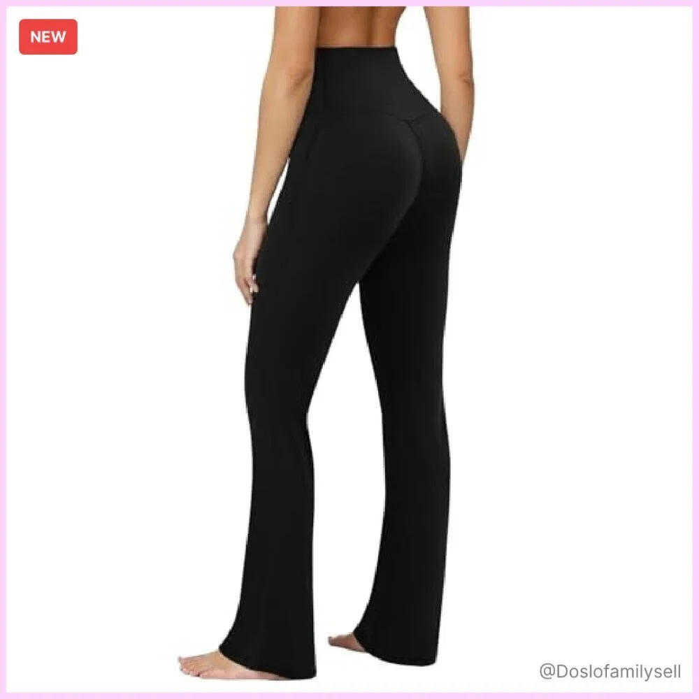 High Waisted Flare Leggings Seamless Yoga Pants Tummy Control Bootcut - Picture 2 of 8